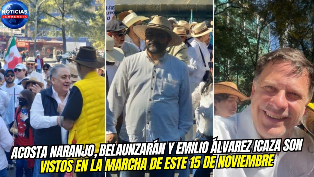 Acosta Naranjo, Belaunzarán y Emilio Álvarez Icaza son vistos en la marcha de este 15 de noviembre (foto Noticias Tendencia).